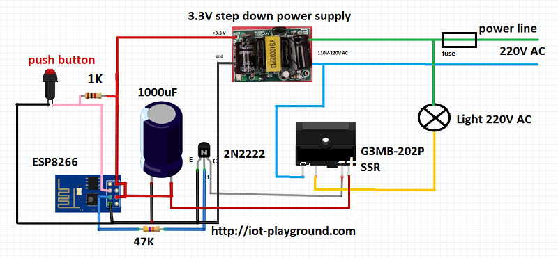 ESP8266 internet switch schematic