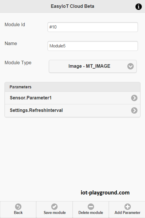 EasyIoT Cloud module config