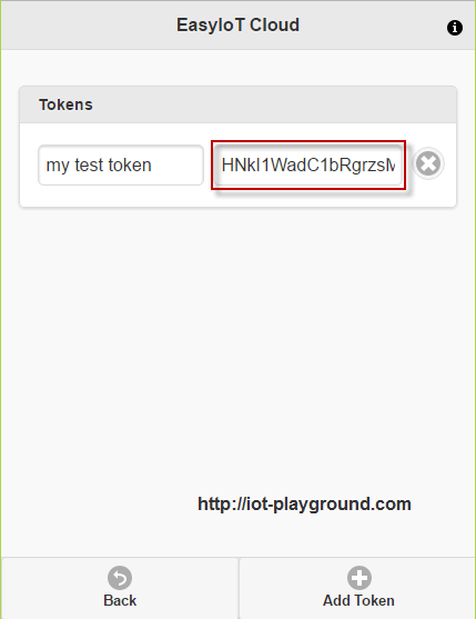 EasyIoT Cloud token