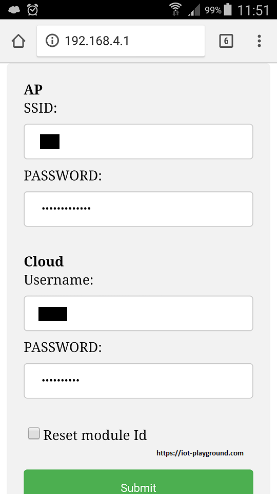 ESP8266 config page