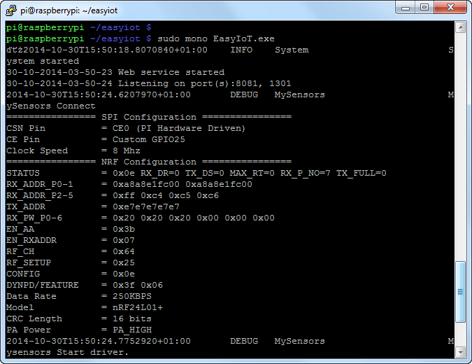 EasyIoT server console